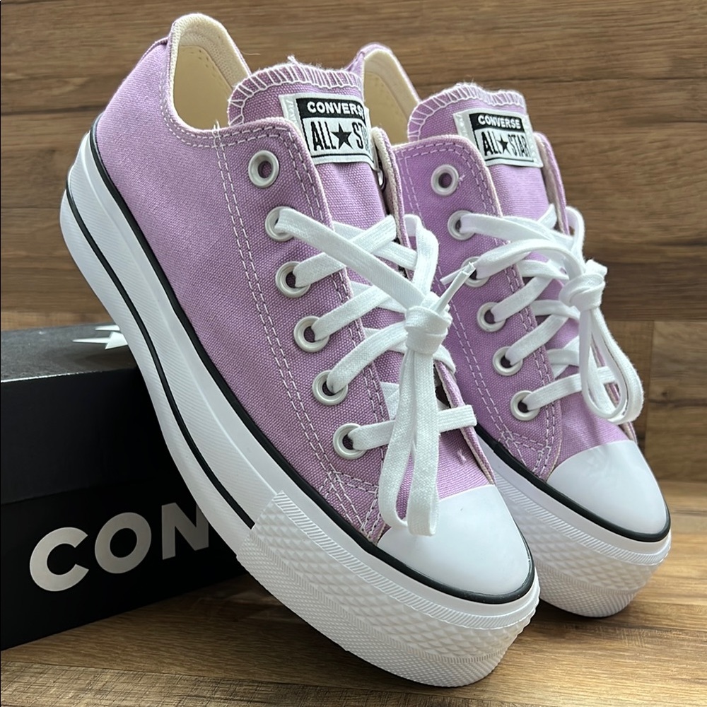 Converse Purple Canvas Sneakers Platform Low-Top